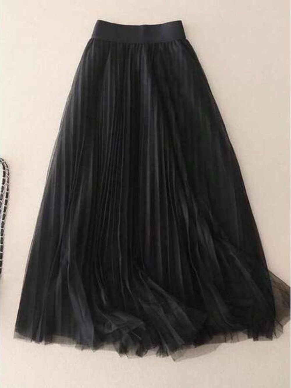 LuminousWealth Women's Elegant Pleated Mesh A-Line Skirt, Suitable For Casual Or